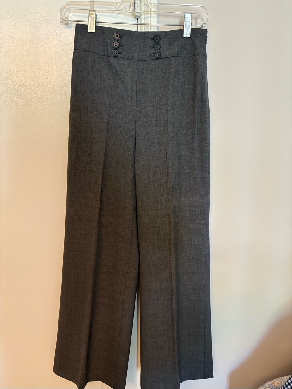 LOFT Charcoal Straight-Leg Dress Pant.  Fully lined. Side zipper.